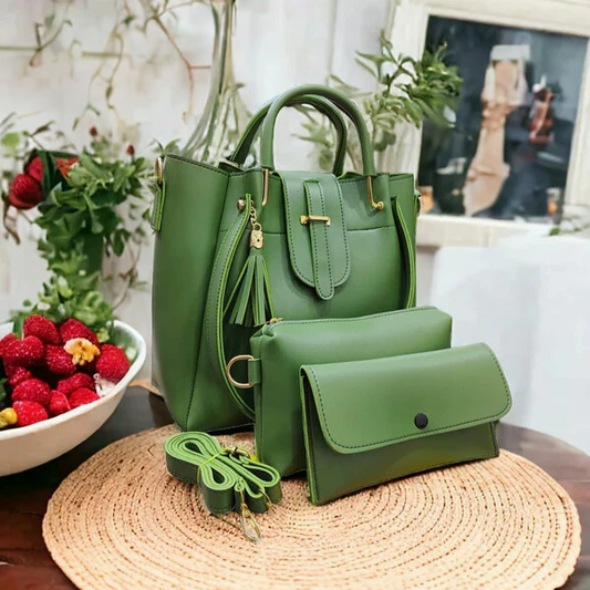 Leather 3Pcs Woman handbag